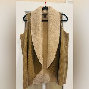 Multiples Tan Vest with Cream Sherpa Lining